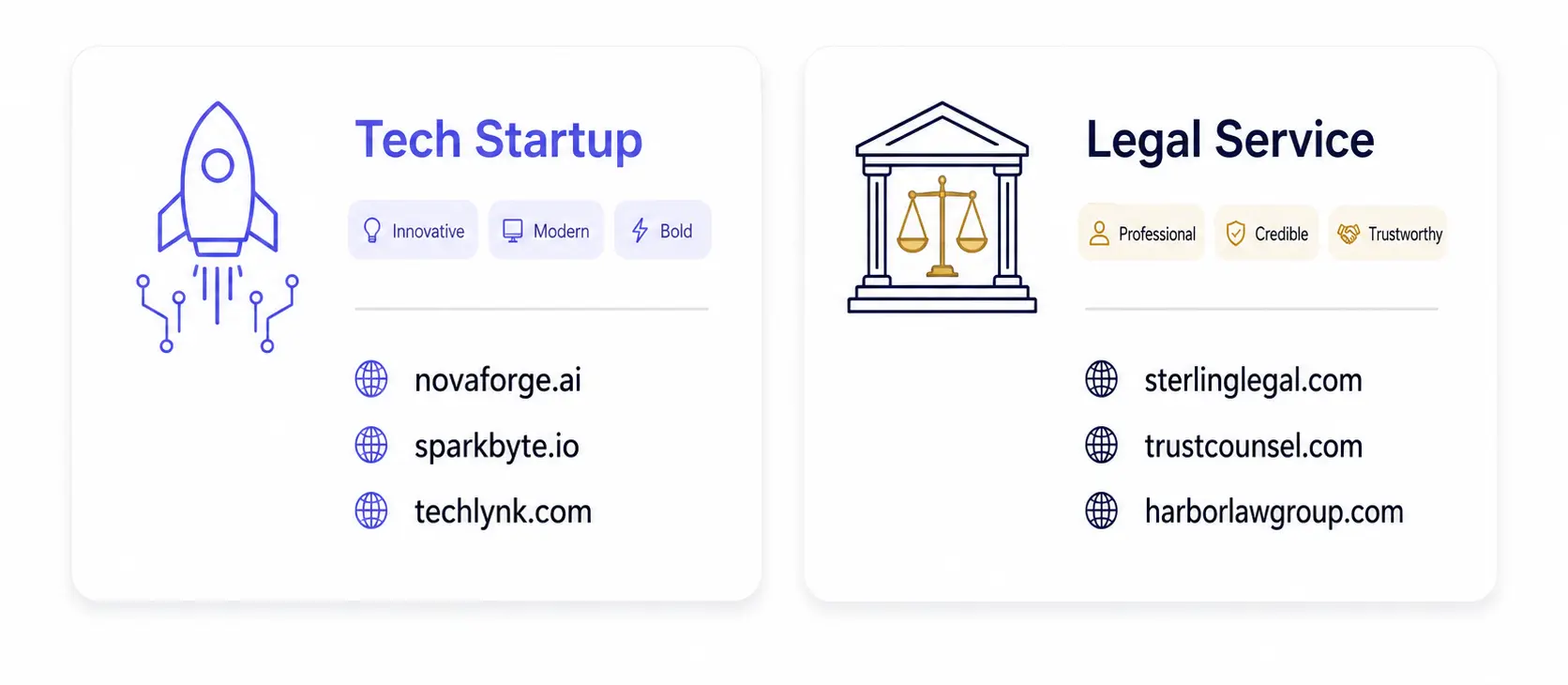 Different domains for different industries