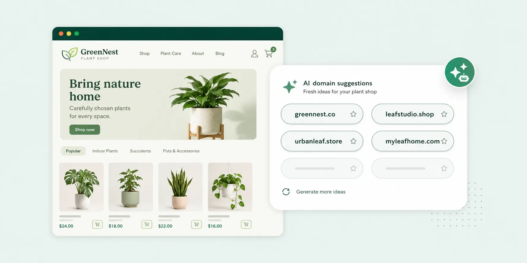 Generate domain names with AI Tool