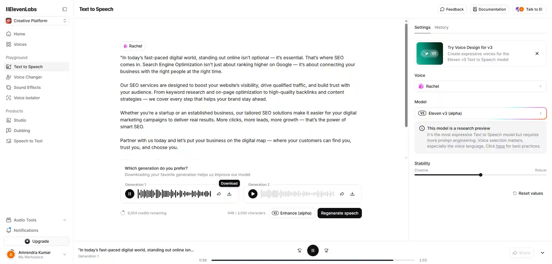 Voiceover from Script generate by ChatGPT